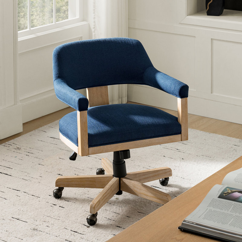 Chaise de bureau pivotante en bois massif Ackeron Ocean, Marine