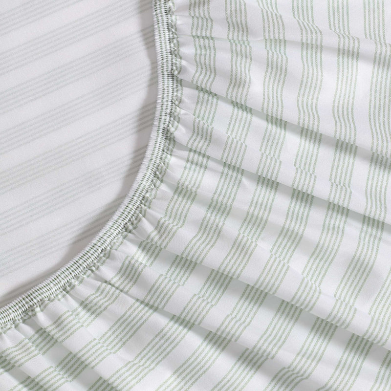 Ensemble de draps rafraîchissant Nautica Beasley, Ensemble de draps pour grand lit avec 2 taies d'or, Rayures vertes Beasley