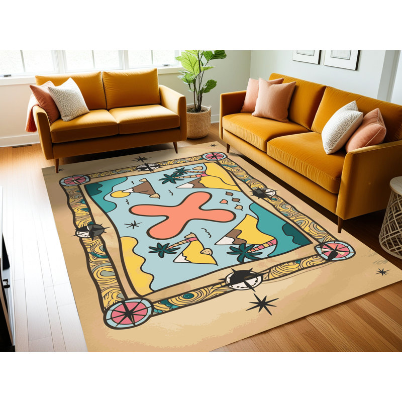 Tapis lavable Sunside Sails Pirates Ocean Kids_Pir018, Rectangulaire 8 pi x 10 pi