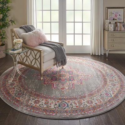 Abbate Oriental Gray/Pink Area Rug