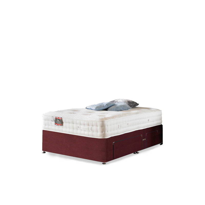 Arville Upholstered Bed with Mattress, 2 Drawers, Plum Linen, Small Double