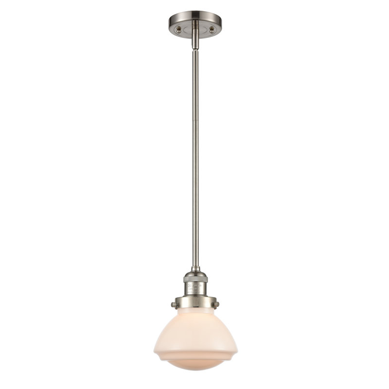 Luminaire suspendu simple à 1 lumière Chesterville, Blanc mat, Ampoule non incluse, Nickel satiné brossé