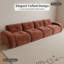 Canapé modulaire sans dossier 140 po 4 places, tissu de velours doux avec coussins touffetés, éponge à haute densité 32D, aucun assemblage requis et fond antidérapant pour le salon ou le cinéma maison-1221997301-1221004381-1221004379
