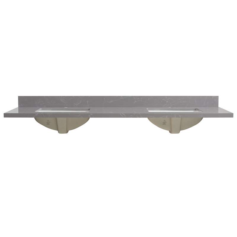 Malaga 73'' Gray Stone Double Bathroom Vanity Top with Sink
