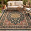 Tapis Yardley traditionnel à médaillon, style persan, or, vert, crème, ivoire, lavable à la machine, antidérapant, à poils courts, pour l'intérieur et l'extérieur, adapté aux animaux domestiques, idéal pour le salon, la chambre, la salle à manger, l'entrée, le couloir ou le bureau.-458748031