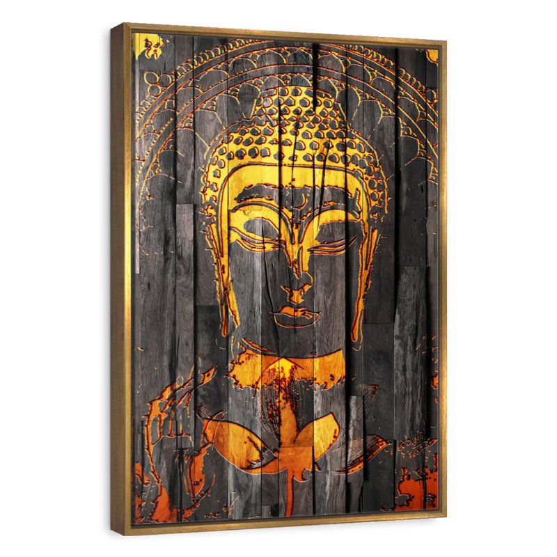 Rustic Buddha, Floating Frame Gold, 25" x 37"