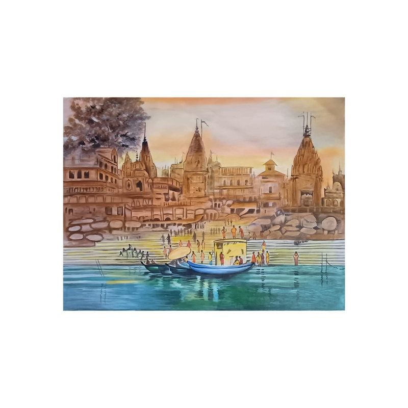 Varanasi Ghat's Morning | Peinture à l'huile sur toile | Par Jagriti Bhardwaj