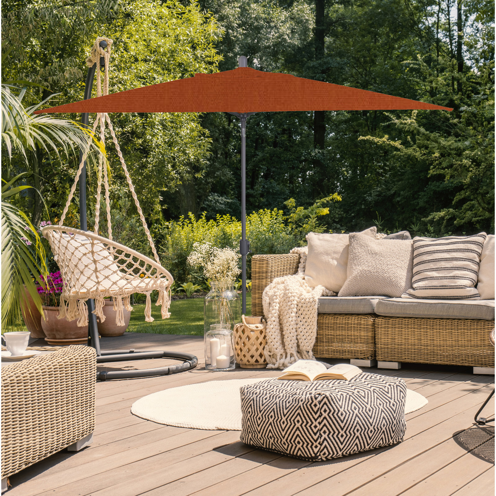Olivier 9.7' Umbrella, Starring Gray, Canvas Rust Sunbrella® Canvas