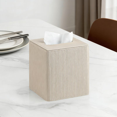 Magnetic Closure Tissue Box Cover, Modern Square PU Leather Tissue Holder With Velvet Lining For Living Room, Bathroom, Bedroom, And Office Decor