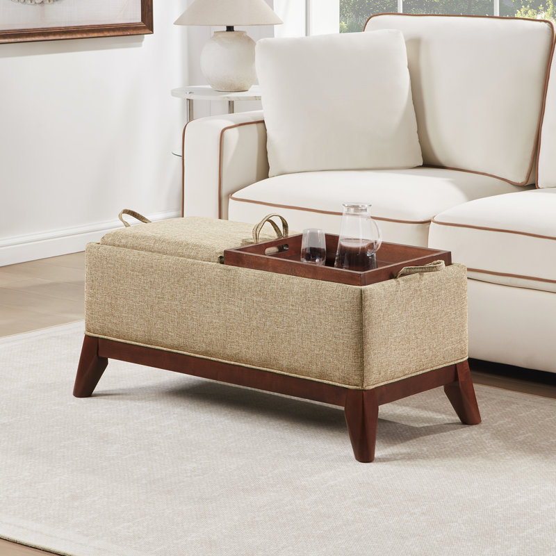 Banc de rangement avec plateaux réversibles Hillcrest, Beige