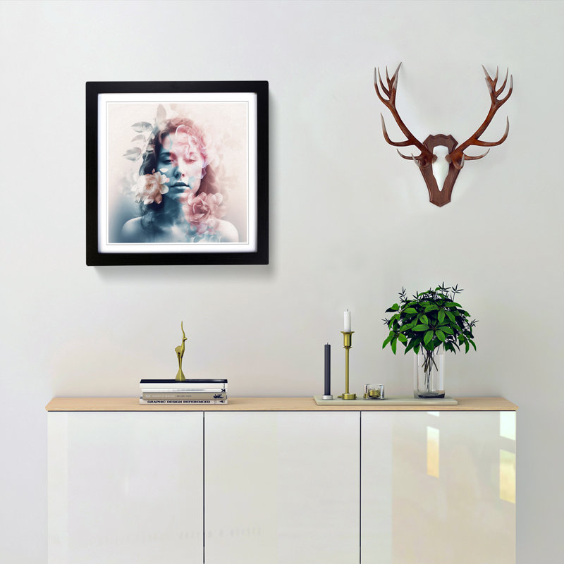 Single Picture Frame Print on Wood, Black
