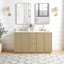 Meuble-lavabo double autoportant 60 po avec plateau en quartz Calacatta Waubun Rally-122335313