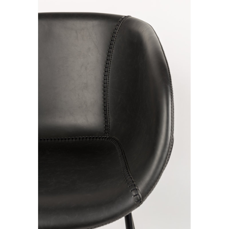 Feston Barrel Chair, Black Faux Leather