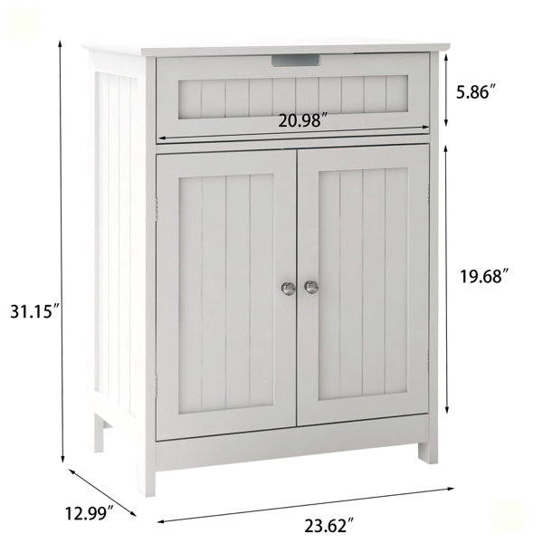 Jonice Bathroom Floor Storage Cabinet, Wooden Free Standing Storage Organizer with 2 Doors & Shelves Winston Porter