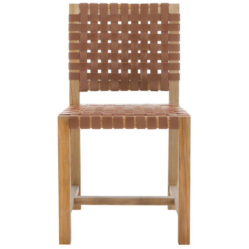 Erline 18.11'' H Leather Upholstered Side Chair, Light Honey/Natural
