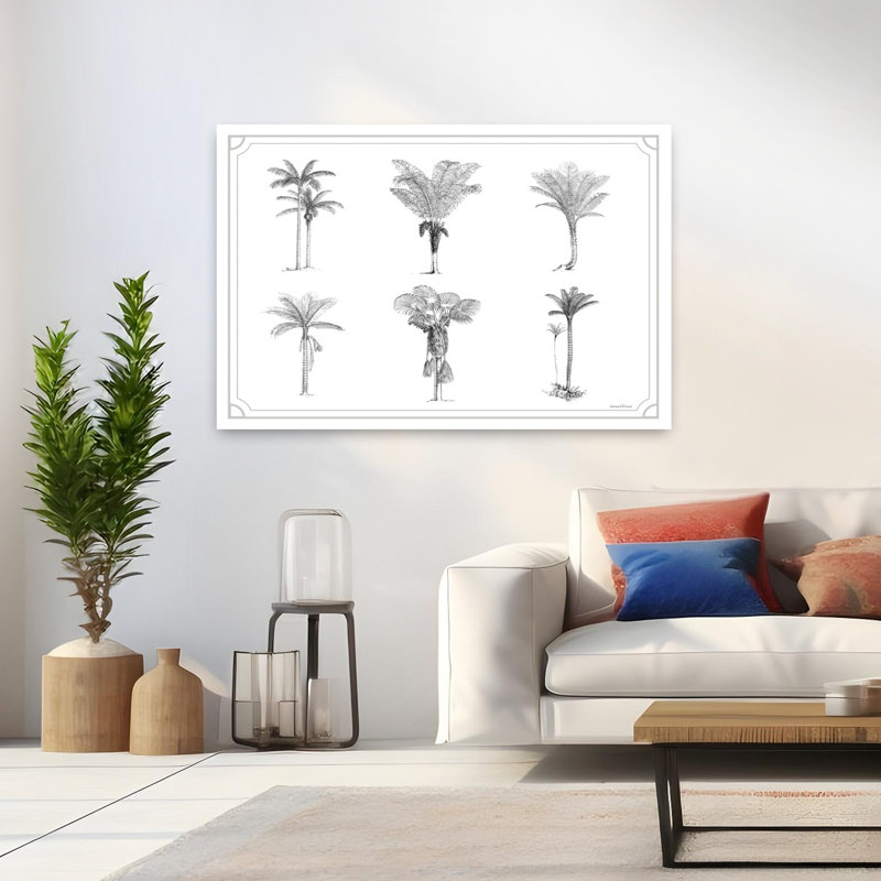 Palmier, variété, palmier abstrait, art tropical côtier, H 32 po x l 48 po