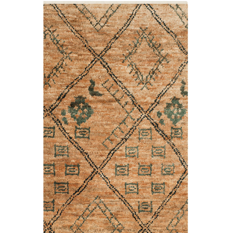 Tapis géométrique en jute / coton noué à la main de couleur grise Suleman, Rectangle 4 pi x 6 pi