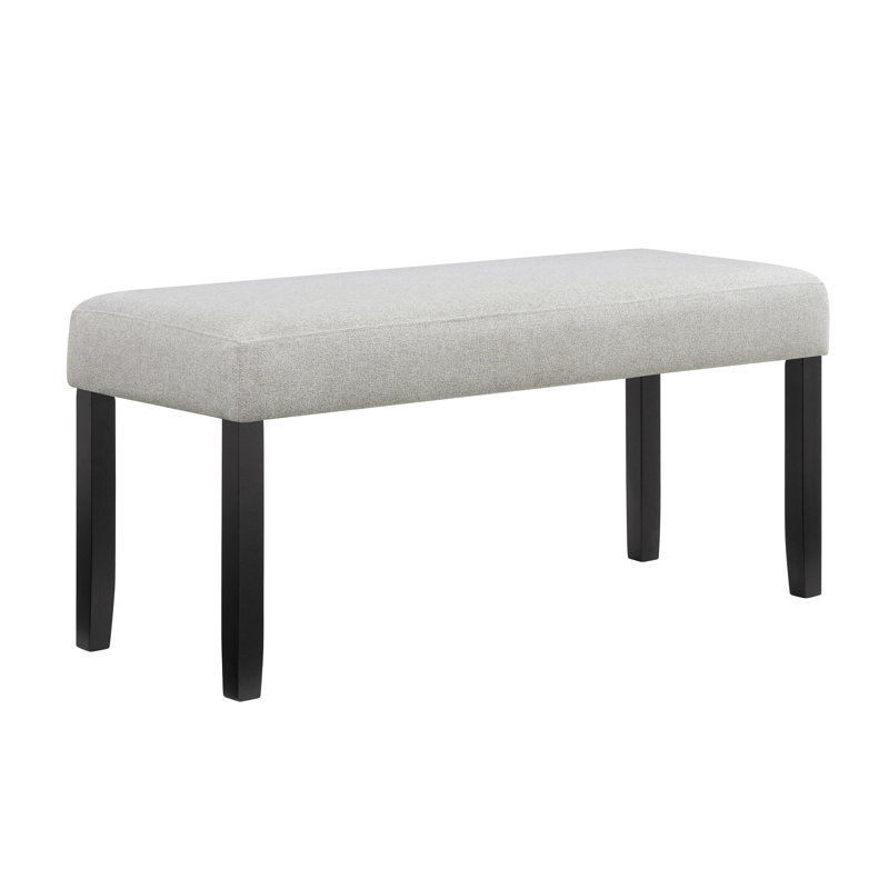 1Pc Light Gray Upholstered Bench Soft Neutral Tone Dark Finish Legs Wooden Dining Room Furniture