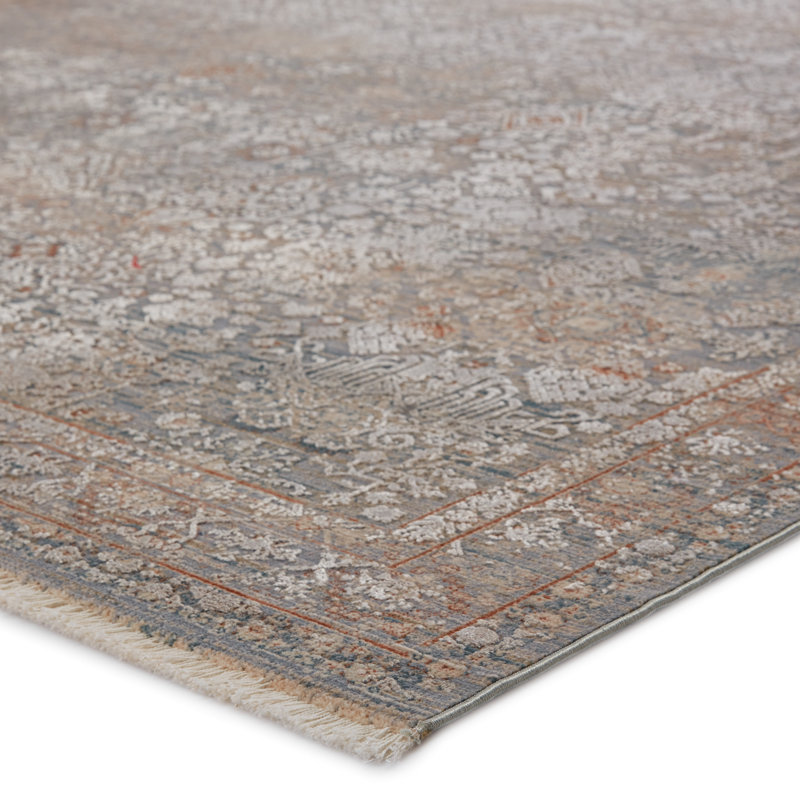 Tapis oriental bleu / orange Maner, Rectangulaire 9 pi x 12 pi 10 po