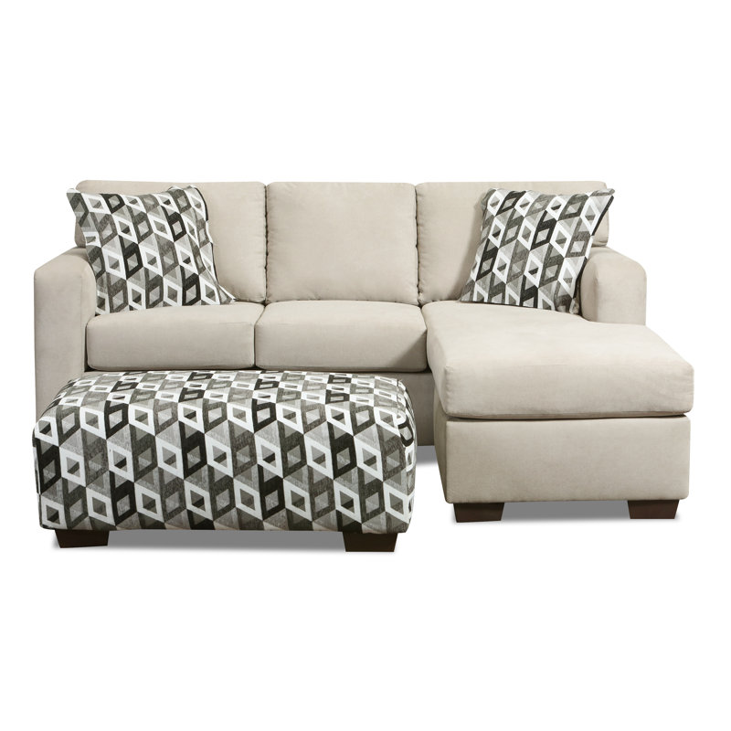 Canapé modulaire 2 pièces avec méridienne réversible et repose-pieds rectangulaire Ashermanville