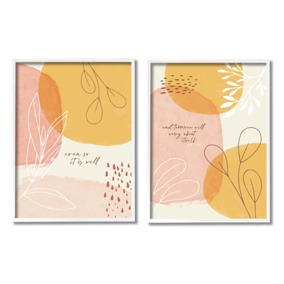 Even So and Tomorrow Motivational Phrase Abstract Foliage by Tammy Apple - 2 Piece Graphic Art Set -  Stupell Industries, a2-212_wfr_2pc_11x14