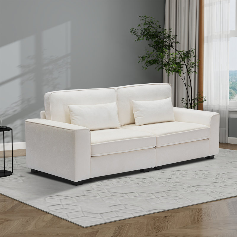 Canapé en tissu moderne de 79,5 po avec coussins moelleux, accoudoirs élégants et structure en bois massif robuste - sièges confortables pour le salon, la chambre à coucher ou le salon de bureau