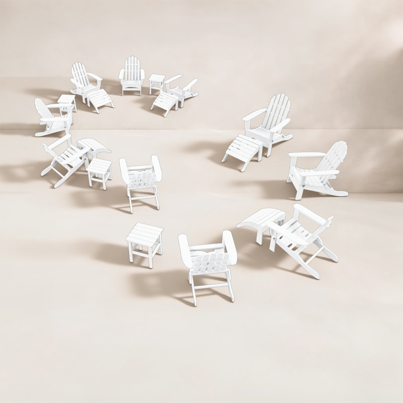 Leighton Foldable Outdoor Adirondack Set, White