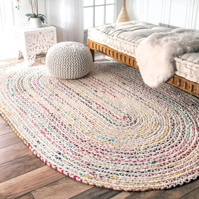 Tapis ivoire en coton tressé à la main Moryn
