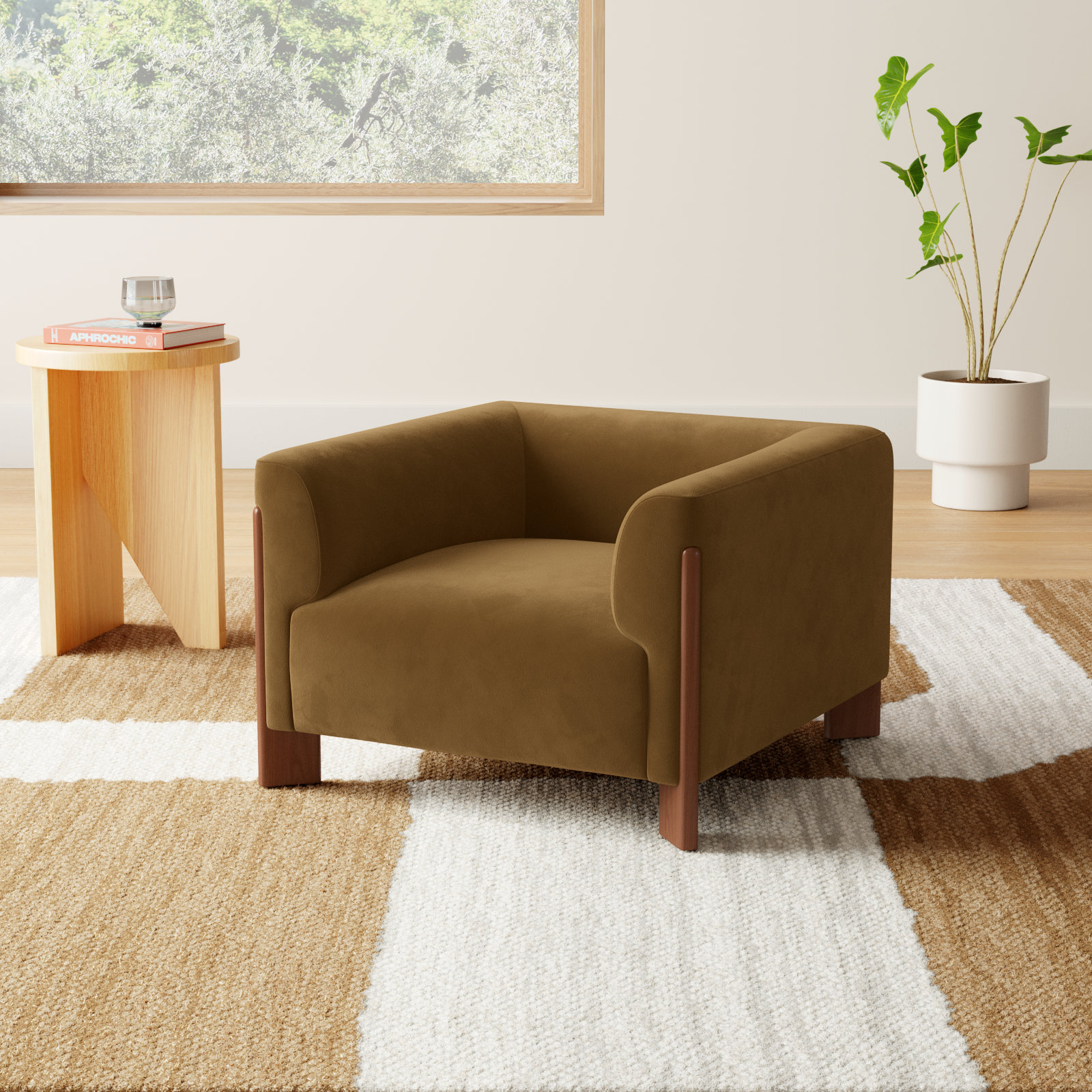 Wanetta Armchair, Soren Ochre Performance Velvet