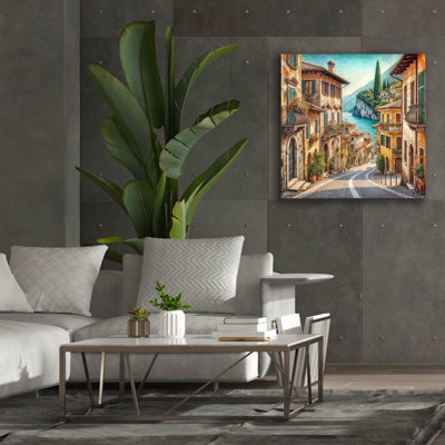  «Old Town Street In Mediterranean» par Rey Klimt, art mural sur toile