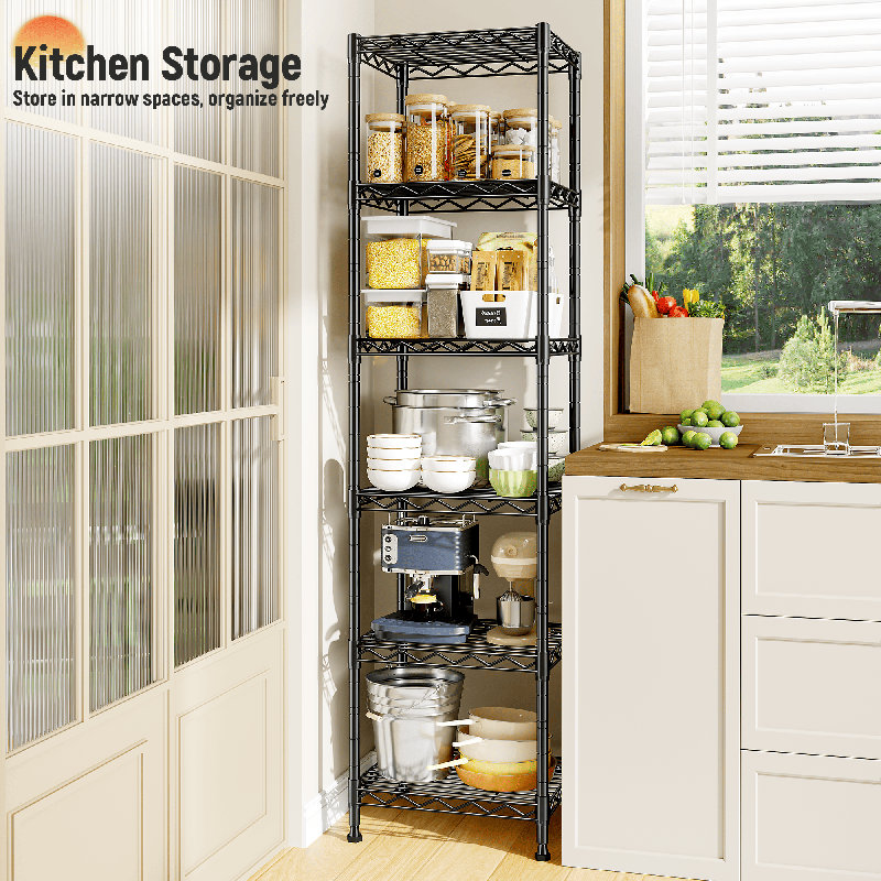 15.8"w Adjustable Metal Wire Shelving Unit, Narrow Shelf For Bathroom, Laundry Room, Kitchen Pantry