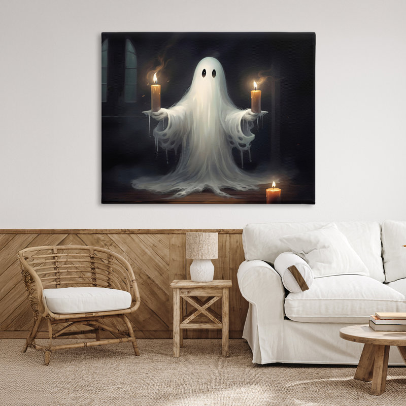 Toile fantôme Spooky Candlelit, design par LSR Design Studio, H 36 po x l 48 po