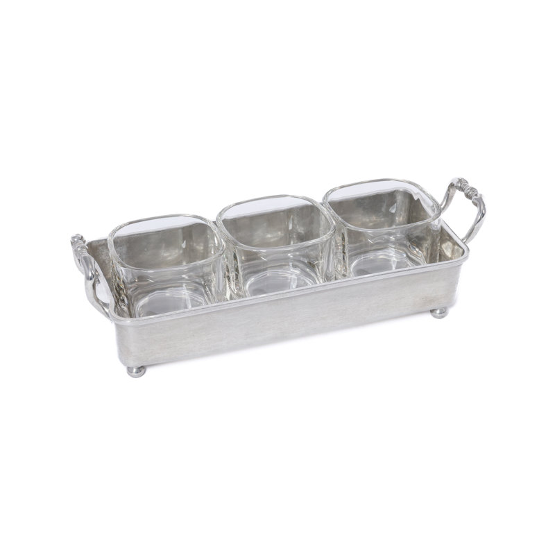 Barnstable Pewter & Glass 3-Section Condiment Tray