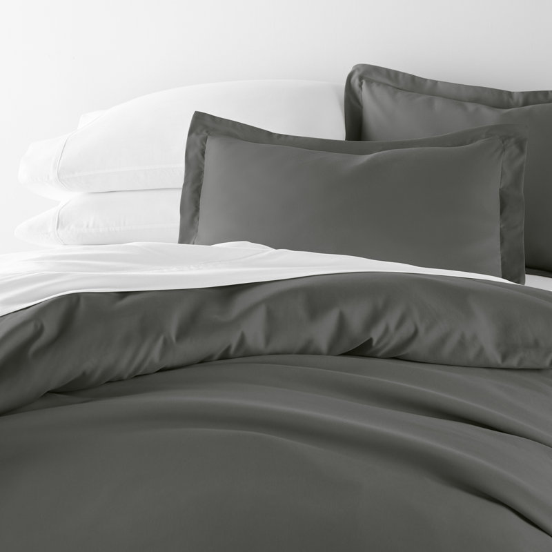 Super Soft Microfiber Duvet Cover Set, Gray, Queen Duvet Cover + 2 Shams