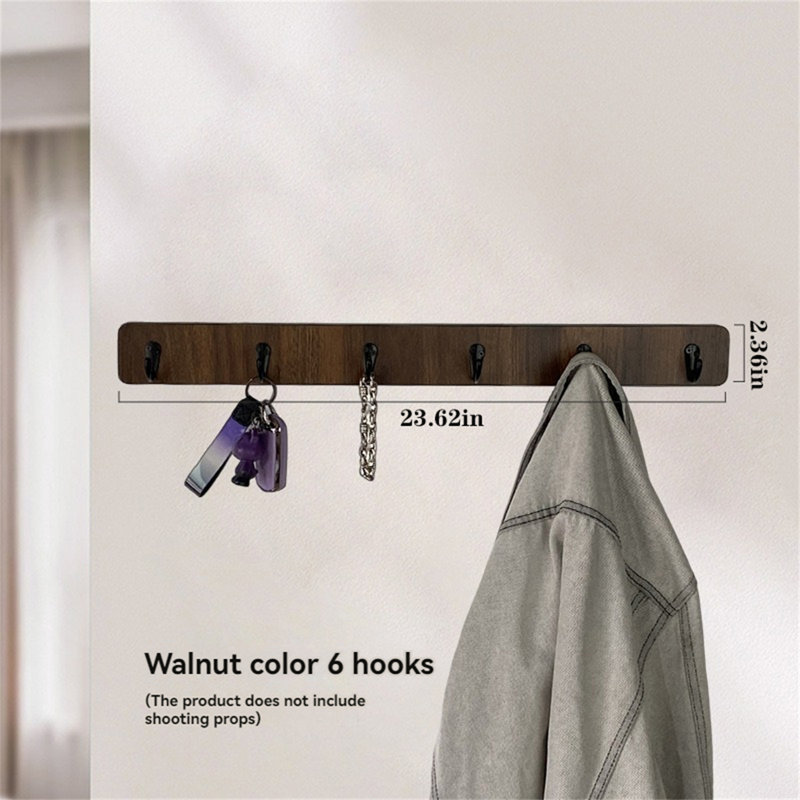 Solid Wood Over-The-Door Hook Rack