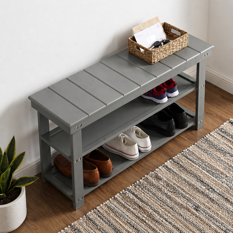 Banc de rangement pour chaussures Carrold, Gris