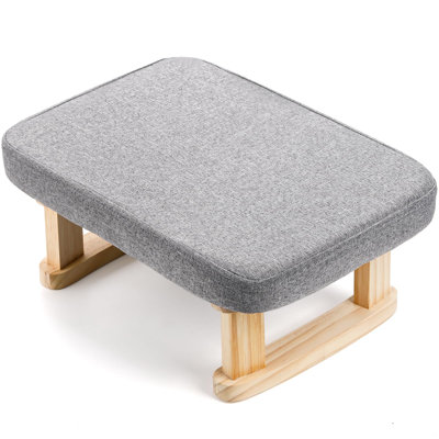 Footstool Ottoman, Rectangle Fabric Foot Stool Rest With Wooden Legs And Non-Slip Soft Padding, Modern Footstools Step For Couch, Gray by Latitude Run