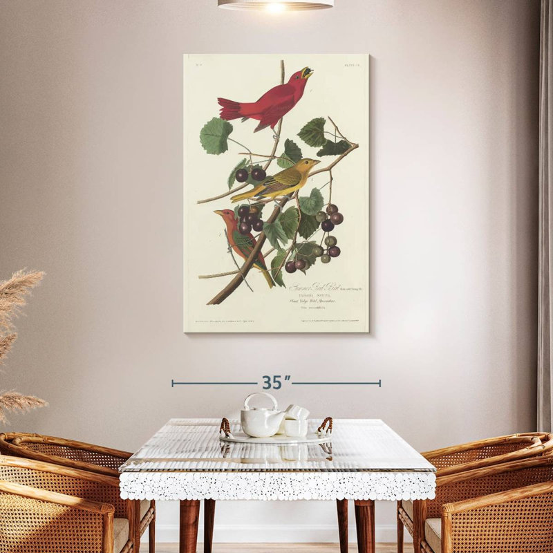 Oiseau rouge Brampt, H 48 po x l 32 po