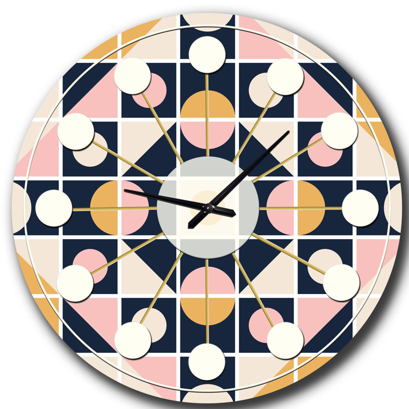 Horloge murale géométrique Mid-Century, Moyenne