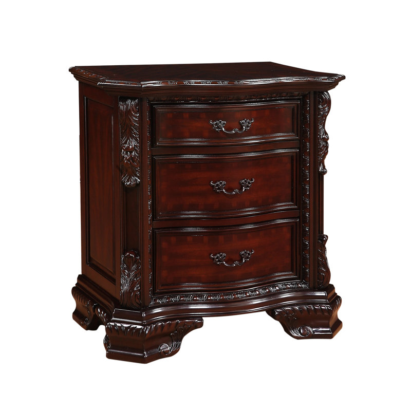 Table de chevet en bois massif de style traditionnel pour 3 pièces