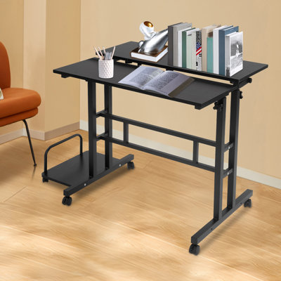 Multi Functional Foldable Desk Modern Computer Desk Adjustable Height Computer Table With Universal Wheels