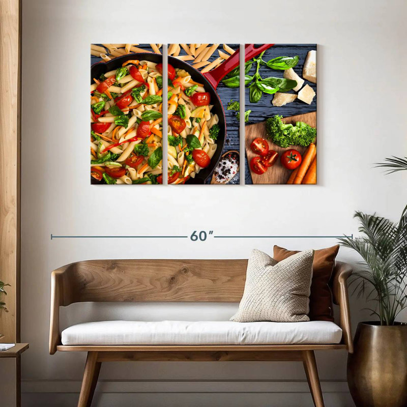 Yarlin, légumes de printemps, pâtes, H 28 po x l 45 po