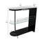 Table de bar moderne 42 po Kalyani, 3 tablettes, verre trempé, noir, chrome-336004203
