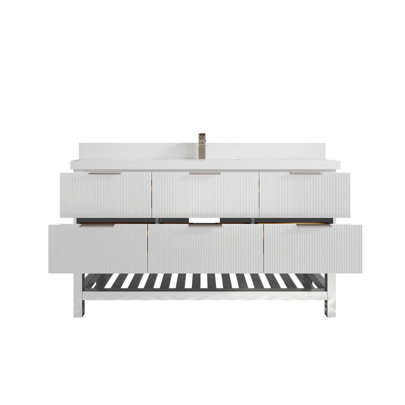 Meuble-lavabo simple 60 po avec plateau en quartz Catalina