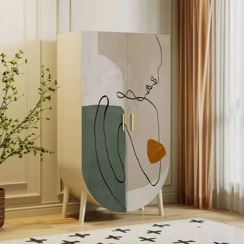 Armoire de rangement moderne à double porte, Vert / blanc ivoire