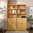 75" Tall Bookcase With Doors, 5 Tier Large Bookshelf With Cabinet, Standing Wood Display Book Shelf For Living Room, Office, Library With Doors-1186487838