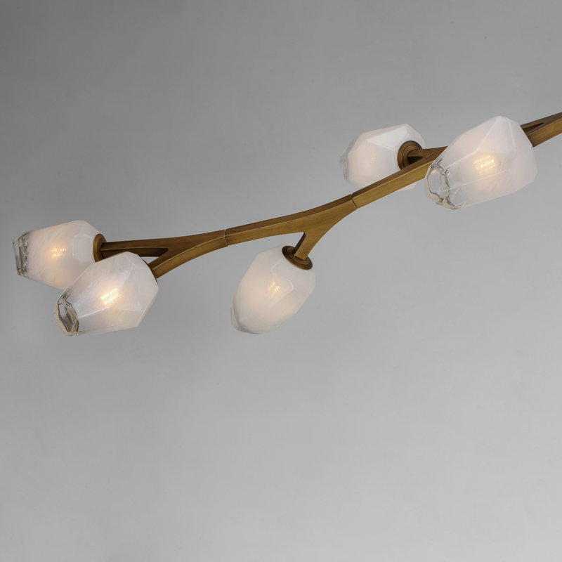 Lustre linéaire en cristal 10 lumières Dreanda, Laiton vieilli naturel