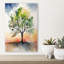 Watercolor Tree Reflection Abstract Colorful Modern Landscape Nature Wall Art Print 1 Piece Wrapped Canvas Wall Art-1296933173