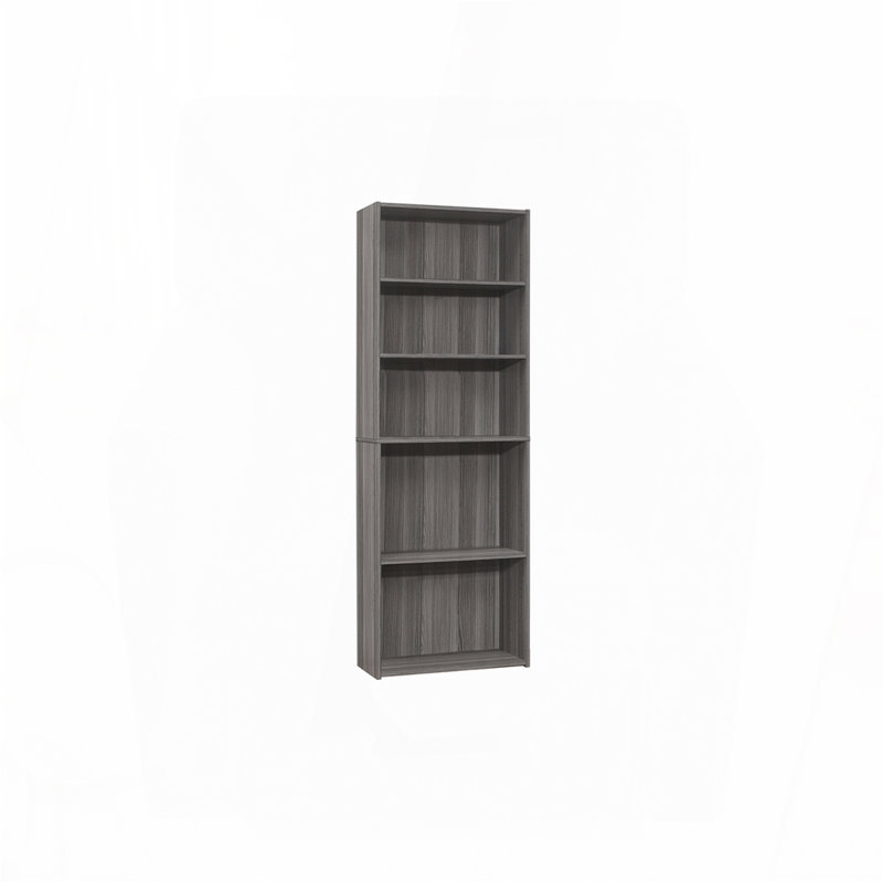 Bookshelf, Bookcase, 6 Tier, 72"h, Office, Bedroom, Grey Laminate, Transitional, (6 Shelves) 71.25"H x 24.75"W x 11.75"D