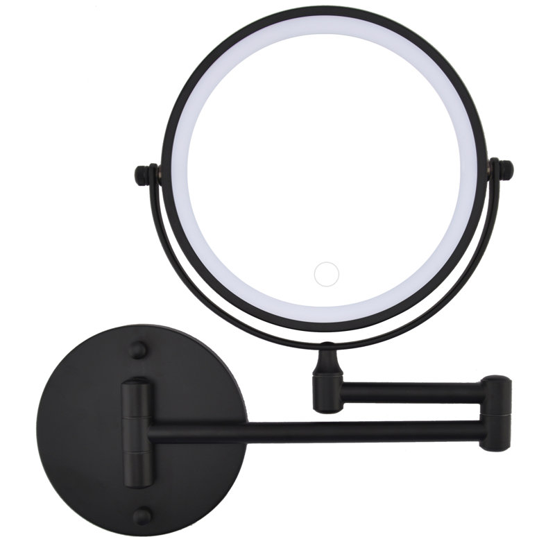 Miroir de maquillage mural rechargeable, 12.2" H x 11.6" W, Black